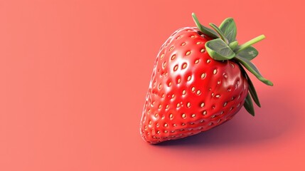 A background of ripe juicy strawberries among green leaves on a pink background. A sweet healthy snack.