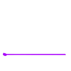 Minimalist purple line graphic against a clean white background, abstract design element