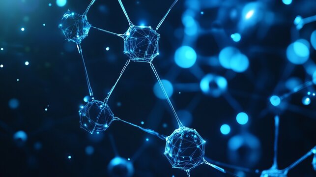 3d molecule background with connected spheres and dynamic atomic structure