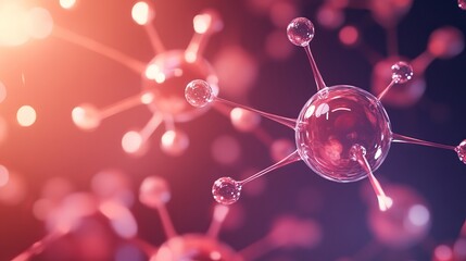 3d molecule background with connected spheres and dynamic atomic structure