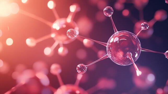 3d molecule background with connected spheres and dynamic atomic structure