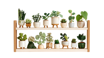 Potted plants and flowers decorate a bright interior home or garden window sill