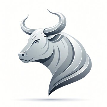 Stylized grey bull head profile powerful animal symbol modern graphic illustration
