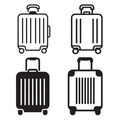 travel suitcase simple outline vector illustration minimalist line art design
