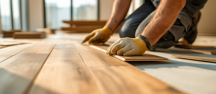 installing modern wood flooring in sport room