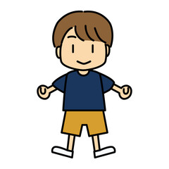 正面を向く笑顔の女の子のかわいいキャラクター