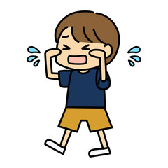 泣いている男の子のイラスト