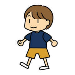 歩く男の子のかわいいベクターイラスト｜子ども,男の子,歩く,人物,カジュアル,シンプルデザイン