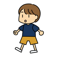 驚いた表情で歩く男の子のかわいいベクターイラスト