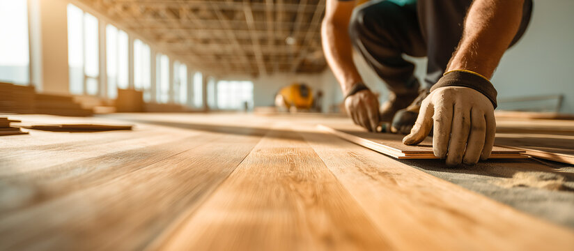 installing modern wood flooring in sport room