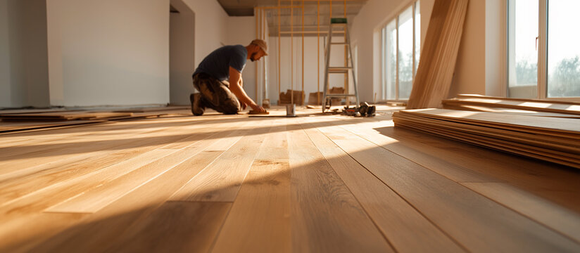 installing modern wood flooring in sport room