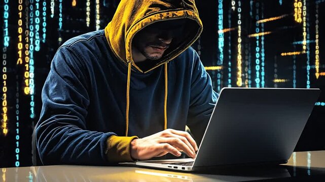 Hacker Exploiting Vulnerabilities and Cyber Threats in a Dark Digital Landscape with Digital Codes