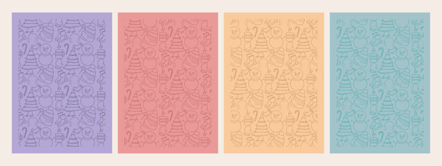 Editable winter paper work pattern line art and colored for flyer, gift card ,gift wrapping paper