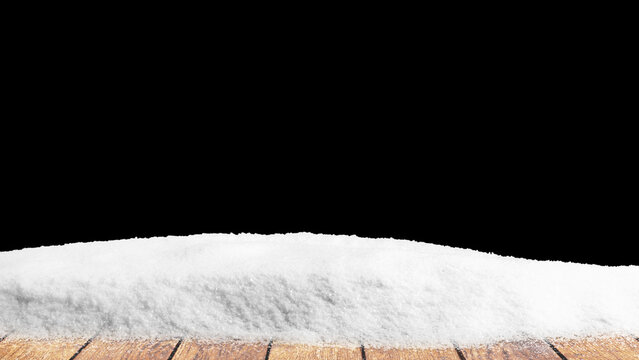 The winter Christmas background with snow on the wood - Powered by Adobe