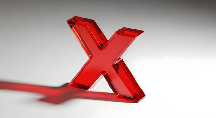 Red 3D letter X in a bold red style symbolizing a clear sign or mark