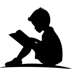 a boy sitting reading a book