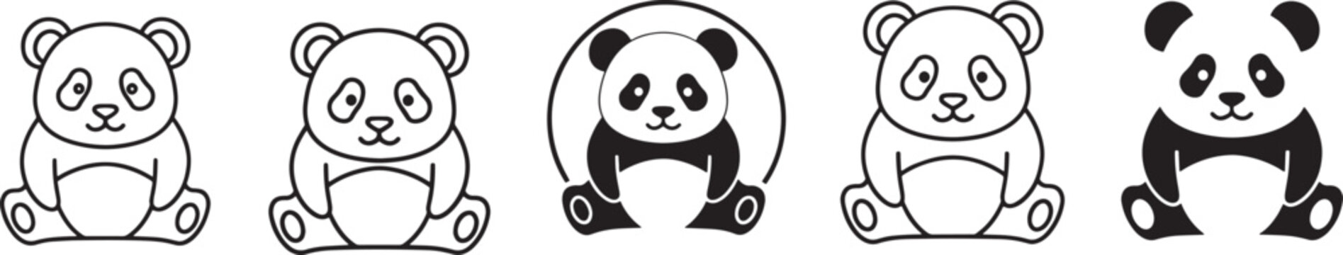 Cute panda icon collection Vector