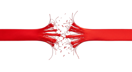Dynamic abstract red liquid splash and explosion frozen in time isolated on transparent background