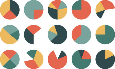 Data Pie Chart Vector Illustration Set, Business Analytics, Statistics, and Infographic Elements