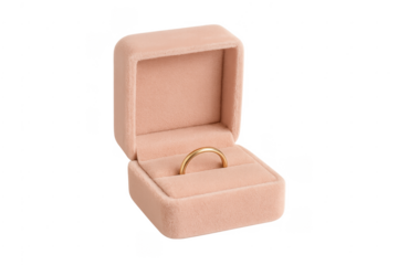 Golden wedding ring in velvet gift box