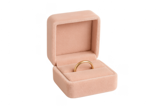 Golden wedding ring in velvet gift box