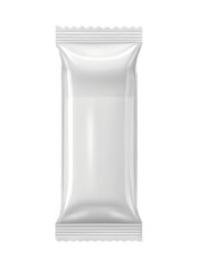 White blank flow pack wrapper mockup for a chocolate bar, candy, or snack food. Isolated on transparent background, png
