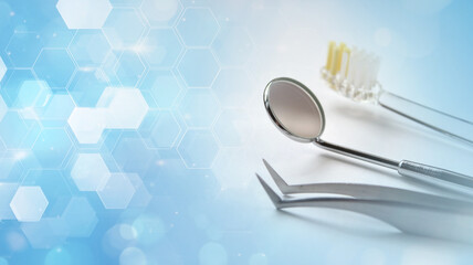 医療イメージ：歯科検診と抽象背景