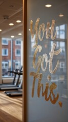 Healthy Habits and Movement Goals, motivational gym scene with golden you got this mirror message and urban light-filled interior, expressing daily mindset clarity, belief-focused workout energy