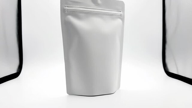 Blank Stand Up Pouch Mockup White Packaging, Food Storage