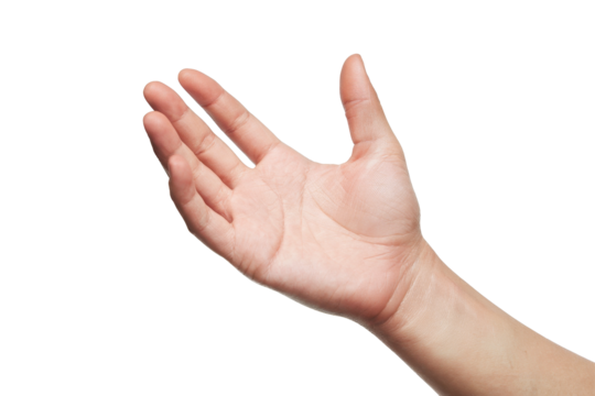 reaching hand isolated on white background