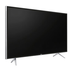 3D vector illustration of an LED TV with a black screen, white background, transparent, alpha background png