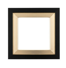 Black and gold picture frame transparent background cutout png