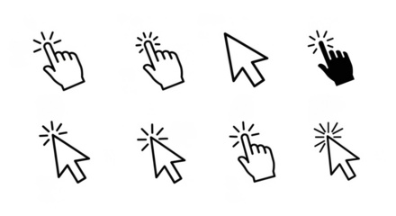 Rainbow cursor clicks on black backdrop