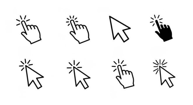 Rainbow cursor clicks on black backdrop