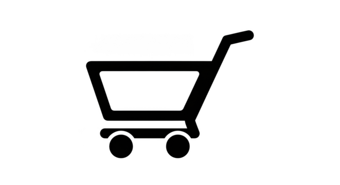 Sparkling shopping cart outline on black