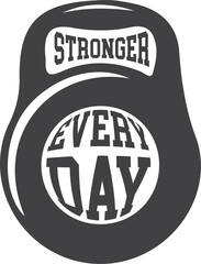 Kettlebell with motivational text isolated on transparent background