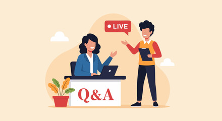 Engaging Q&A Session with Business Professionals Ready to Answer Questions Live, Perfect for Modern Corporate Communications and Digital Events
