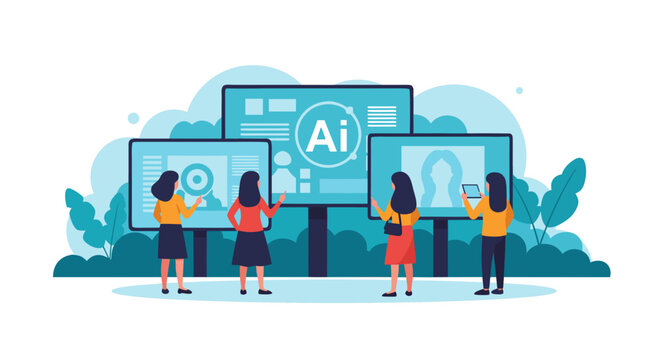 Empowering women strategizing with AI insights, envisioning success, and driving innovation through data-driven decisions for a brighter future