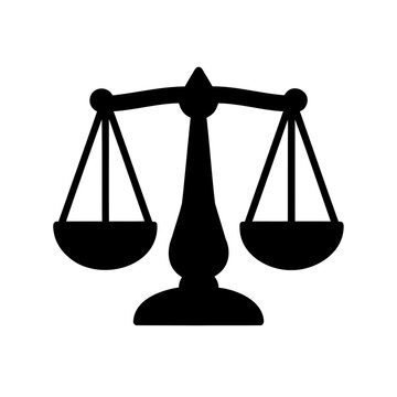 Justice balance scale symbol vector icon isolated on white Vector, illustration