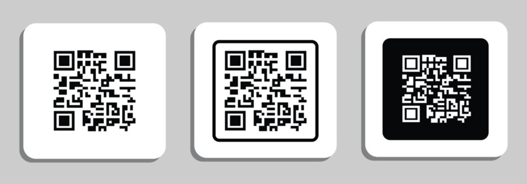 Clean flat vector illustration of a generic QR code icon for apps, payment systems, and digital marketing