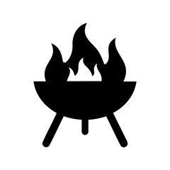 Barbecue grill with flames vector icon symbol design element Vector, illustration