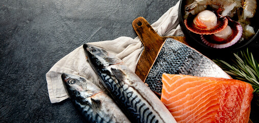 Assorted seafood. Mediterannean food concept.