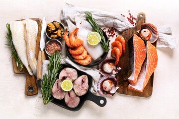 Assorted seafood. Mediterannean food concept.