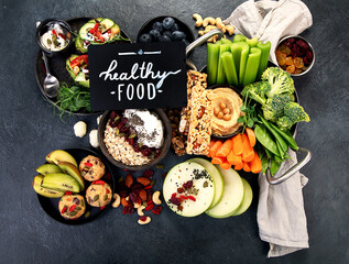 Healthy vegan snacks concept.