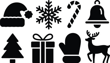 Essential christmas and winter holiday flat design icons collection. Vector