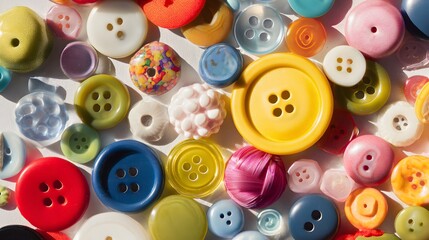 Vibrant sewing buttons create a playful textile craft background full of color and delightful texture