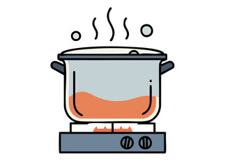 simple illustration depicts a simmering pot on a stove conveying warmth and comfort Clean lines and a muted color palette create a modern inviting aesthetic Perfect for food lifestyle or home themes