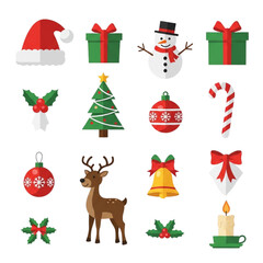 Fototapeta premium Festive Christmas Icons Holiday Cheer and Celebration Set