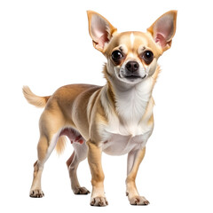Obraz premium Cute Chihuahua standing upright, isolated on black background