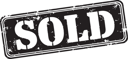 Distressed Black and White "SOLD" Stamp Graphic with Grunge Texture